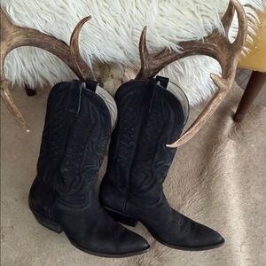 Don Quijote Black( unique )Suede/Leather Cowboy Boots ..Handmade in Mexico 🇲🇽